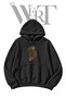 Tribal Rooster Black Hooded Sweatshirt with Front Print (2-Ply)