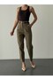 Women's Khaki Belt Detail Pants - 2