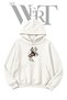 Polo White Fleece-Lined Hooded Sweatshirt with Front Print (2-Ply)