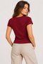 Women's 100% Cotton V-Neck Short-Sleeve Basic T-Shirt - Burgundy - 3