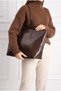 Isabel Shiny Faux Leather Oversized Shoulder Bag, Dark Brown - 4