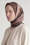 Royal Scarf with Checkered Leaf Pattern in Taupe Color - 2