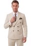 Men's Slim Fit Double-Breasted Beige Suit – Stretch Fabric Casual-Chic Business 2702414
