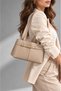 Women's Taupe Color Belt Detail Lined Zip Clutch Bag for Hands and Shoulders