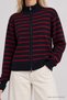 Striped Knit Cardigan with Zipper LYY0158 NAVY RED - 3