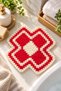 100% Hand-Knitted Red and White Bath Sponge - Hand-Knitted Flower-Patterned Bath Sponge – Soft-Textured, Traditional Bridal Set Knitted Shower Sponge (1 Piece) - 4