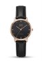 Modern Women's Watch with Rose Gold and Black Leather Strap and Gemstones - 5
