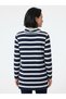 Women's Black and White Striped Long-Sleeve Knit Blouse - 2
