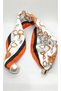 Orange Chain and Belt-Patterned Pearl Scarf Necklace (44 cm) - 2
