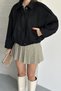 AGLİMMER ZR Premium Oversized BLACK Suede Bomber Jacket
