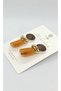 Amber Natural-Textured Earrings with Gold Accents and Dangling Elements