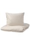 2-Piece Set: TJÄRBLOMSTER bedspread, gray, 150x210 cm + NATTJASMIN double-size sheet set, light beige, 240x220/50x60 cm - 3