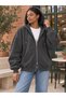 Women's Brushed Inside Oversized Hooded Cardigan with Zippered Pocket