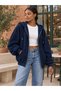 Women's Brushed Inside Oversized Hooded Cardigan with Zippered Pocket - 5