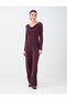 Burgundy High-Waisted Wide-Leg Pants with Sequin Detail