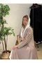 Silk Abaya with Beige Trim. - 5
