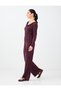 Burgundy High-Waisted Wide-Leg Pants with Sequin Detail - 2