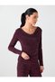 Burgundy Cowl Neckline Loose-Fitting Blouse with Sequin Details - 4