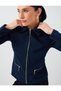 Navy Blue Jacket with Zip Detail, Shirt Collar, and Slim Fit - 4