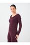 Burgundy Cowl Neckline Loose-Fitting Blouse with Sequin Details - 3