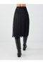 Black Pleated Midi Skirt with Glittery Mesh and Pleated Details - 6