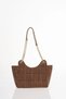 Tweed Bag with Lock Detail, Coffee - 3