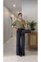 Loste Anthracite Hem Detail Wide-Leg Jeans with Cuffed Hem - 4