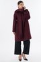Shepherd-Style Buttoned Wool Coat, Burgundy - 3
