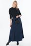 High-Waisted Suede Skirt, Navy Blue