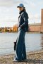 Wide-Leg Washed Pants, Charcoal Grey