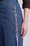 Embroidered Denim Pants, Navy Blue - 7