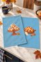 Cinnamon Bakery Pastries and Cakes Light Blue Patterned Digitally Printed 2-Piece Kitchen Towel Set 35x55 - 7