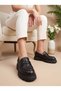 D26KA 870 Black Genuine Leather Moccasin Women's Shoes - 3