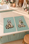 Sage Raccoon Raccoon and Scarf Aquamarine-Patterned New Year's Decorative 2-Piece Kitchen Towel Set, 35x55 cm - 8