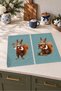 Winter Squirrel: Decorative 2-Piece Kitchen Towel Set with Squirrel and Ornament Design in Navy Blue, 35x55 cm - 7