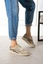 Beige Women's Lace-Up Suede-Look Casual Sneakers with Taba Soles - 2