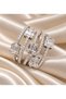 Women's Baguette-Set Steel Ring in Silver Tone - 2