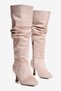 Women's Suede Boots with Ruched Detail, Pointed Toe, Short, Stiletto Heel, and Zipper Closure—Ziska Taupe Color - 2