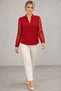 Women's Lace-Sleeve Blouse with Button Collar Detail, V-Neck, Long Sleeves, and Guipure Lace on Elegant Crepe Fabric—A Casual and Timelessly Elegant Blouse - 2