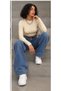 Women's High-Leg, Wide-Leg Distressed Washed Jeans — Relaxed Fit Casual Denim - 3