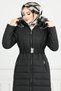 Modest Long Coat with Fur-Trimmed Hood, Belt, Zippered Pockets, and Zipper—Winter Quilted Jacket - 3