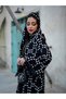 Polka Dot Lace-trimmed Abaya Set (with Matching Headscarf) - 3