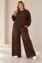 Women's Plus Size Oversized 2-Piece Sweatsuit Set—Solid Color, Basic, Relaxed Fit, Casual Everyday Sportswear, Wide-Leg Pants