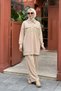 Cotton Tunic with Half-Zip Detail in the Front 10783 Beige - 3