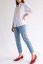 VELOUR Red Suede Genuine Leather Women's Low-Heeled Shoes - 3