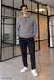 Men’s Button-Down Shirt Collar Knit Sweater - 2