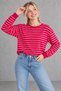 Women's Striped Oversized Knit T-Shirt - 6