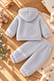 Girls' Baby and Toddler Hooded Plush Top and Bottom Set - 3
