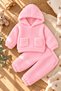 Girls' Baby and Toddler Hooded Plush Top and Bottom Set - 2