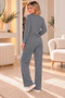 Women's Long-Sleeved Cotton Pajama Set with Panda Print - 3